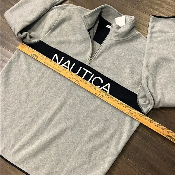 Nautica Nautex Fleece 1/4 Zip Sweatshirt Shirt gray blue new Mens Size XXL - Picture 9 of 14